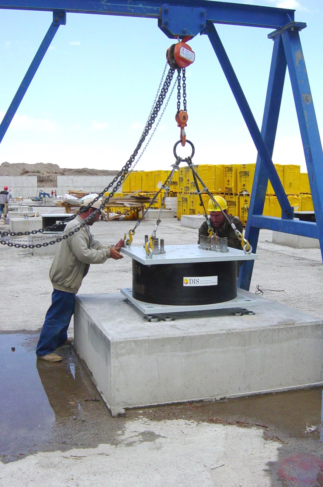 Isolator being lifted into place by crane